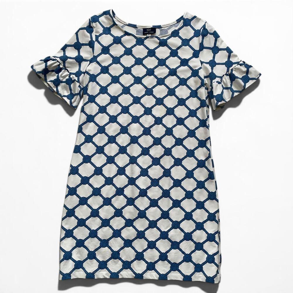 Sailor Sailor Blue Rope Print Dress M Nautical Shift Stretch USA Made